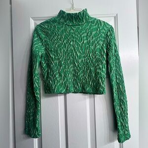 Zara NWT Green Jacquard top - M